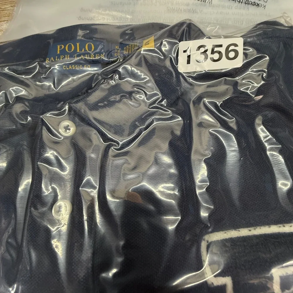 Polo Ralph Lauren Polo Shirt Mens XL Navy Blue Classic Fit‎ Letterman Patch